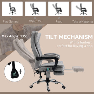 Office Chair 6-point Vibration Massage Chair Micro Fiber Recliner with Retractable Footrest Black – view 19