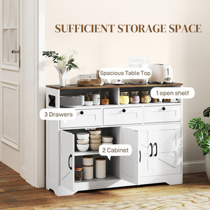 Sideboard, Buffet Cabinet with 4 Barn Doors and 3 Drawers, Coffee Bar Cabinet with Adjustable Shelves, Black – view 24