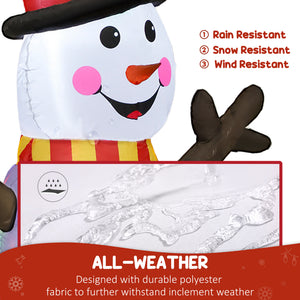6FT Christmas Inflatables Snowman & Penguins with LED Lights and Flashing Projector Light, Blow Up Inflatable Decoration