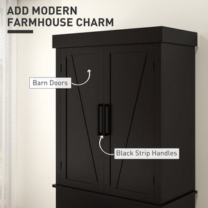 72" Kitchen Storage Cabinet, Farmhouse Kitchen Pantry Cabinet with 4 Barn Doors, Drawer – view 3