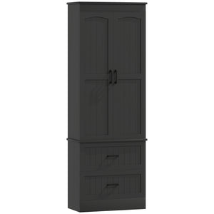 Tall Pantry Cabinet, 67" Kitchen Storage Cabinet with Adjustable Shelves and 2 Drawers for Kitchen, Dining Room, Black