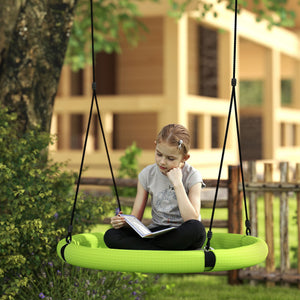 Qaba 100cm Diameter Nest Seat for Kids with Height Adjustable Hanging Ropes for Outdoor, Playground, Garden