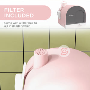 Cat Litter Box with Lid, Removable Tray, Scoop, Filter, Green – view 19