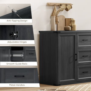 Sideboard with 3 Drawers and 2 Doors, 47" Buffet Cabinet with Adjustable Shelves for Kitchen – view 5