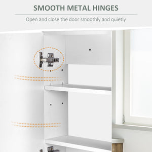 Bathroom Mirror Cabinet, Wall-Mounted Storage Organizer with Double Doors, Adjustable Shelf, White – view 6