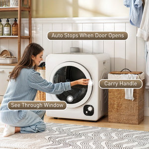 Compact Laundry Dryer, 1300W Portable Clothes Dryer with 4 Drying Modes, Stainless Steel Tub, White
