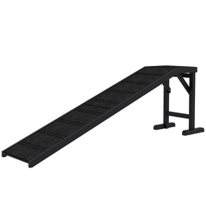 Pet Ramp Bed Steps for Dogs Cats Non-slip Carpet Top Platform Pine Wood 74"L x 16"W x 25"H Brown