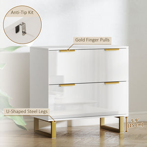 Lateral File Cabinet with 2 Drawers, Modern Filing Cabinet for Letter/A4/Legal Size Files, High Gloss Black – view 13