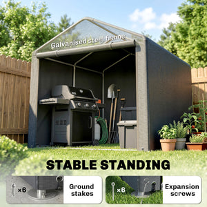 Portable Bicycle Shed with Galvanised Steel Frame and Large Door, Waterproof Outdoor Shed for Garden Tools – view 11