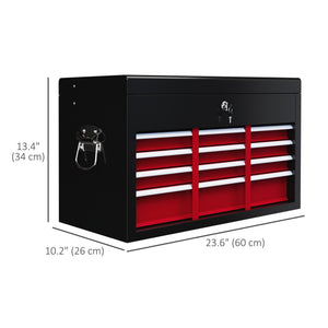6 Drawer 24" Portable Tool Box with Top Case, Ball Bearing Slides, Metal Tool Chest for Garage, Household and Warehouse