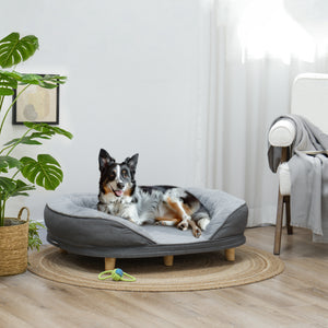 Pet Sofa Bed for Large Dogs with Removable Cushion, Washable Cover, Anti-slip Foot Pads, Grey