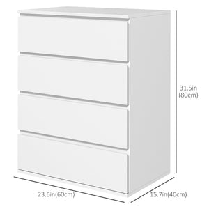 4 Drawer Cabinet, High Gloss Drawer Chest for Bedroom, Chest of Drawers with Metal Runners and Groove Handles, Black