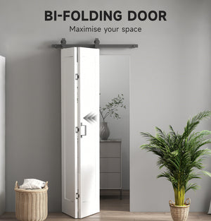 35" x 83" Sliding Door with 3.6FT Bi-Folding Door, Hardware Kit Included & Handle, DIY Paintable MDF Surface