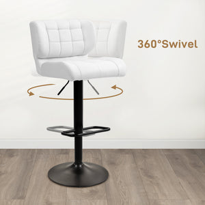 Swivel PU Leather Barstools Set of 2 Adjustable Bar Stools with Footrest Back for Kitchen Counter Dining – view 17