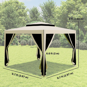 10' x 10' Outdoor Canopy Tent Party Tent with Mesh Netting and Double Tier Roof for Backyard, Garden – view 2