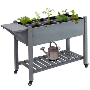Raised Garden Bed with 8 Grids and Storage Shelf, Elevated Planter Box with Legs – view 8