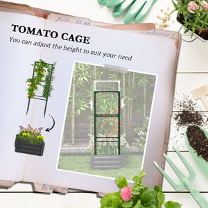 Galvanized Planter Box, Outdoor Raised Garden Bed with 3-Tier Trellis Tomato Cage for Climbing Vines – view 10