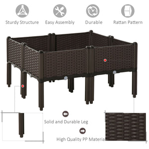 2-piece Raised Garden Bed PP Raised Flower Bed Plant Stand Stackable Vegetable Herb Grow Box