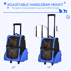 2-IN-1 Pet Luggage Box Backpack Carrier Cats Dogs w/ Handle, Rolling Wheel Grey – view 11