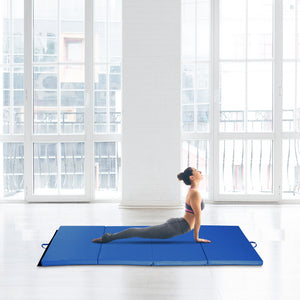 Soozier 4'x8'x2" Folding Gymnastics Tumbling Mat, Exercise Mat with Carrying Handles for Yoga, MMA, Martial Arts, Stretching, Core Workouts