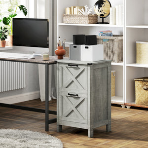 Vertical Filing Cabinet with 2 Drawers, Rustic Farmhouse Office Storage Cabinet for A4, Letter Size – view 21