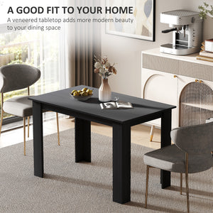 47" Kitchen Table for 4-6 People, Dining Table with Wood Effect for Dining Room, Black