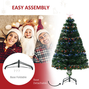 4ft Prelit Artificial Optical Xmas Tree Spruce Hinged Full Tree