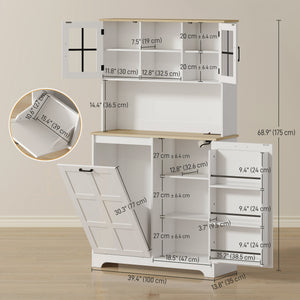 Kitchen Pantry Cabinet with Charging Station, 7 Gallon Trash Can Cabinet – view 9