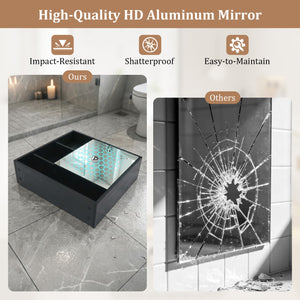 Wall-Mounted Mirror Cabinet with 2 Hidden Shelves and 3 Open Compartments-Black view 9