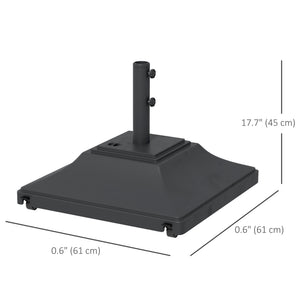 Square Umbrella Base with Wheels, 99 lbs Water or 132 lbs Sand Filled, with Double Adjustable Knob, Black