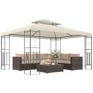 10x13ft Steel Gazebo Sun Shelter Patio Outdoor Party Event Canopy Vented Roof Cream White