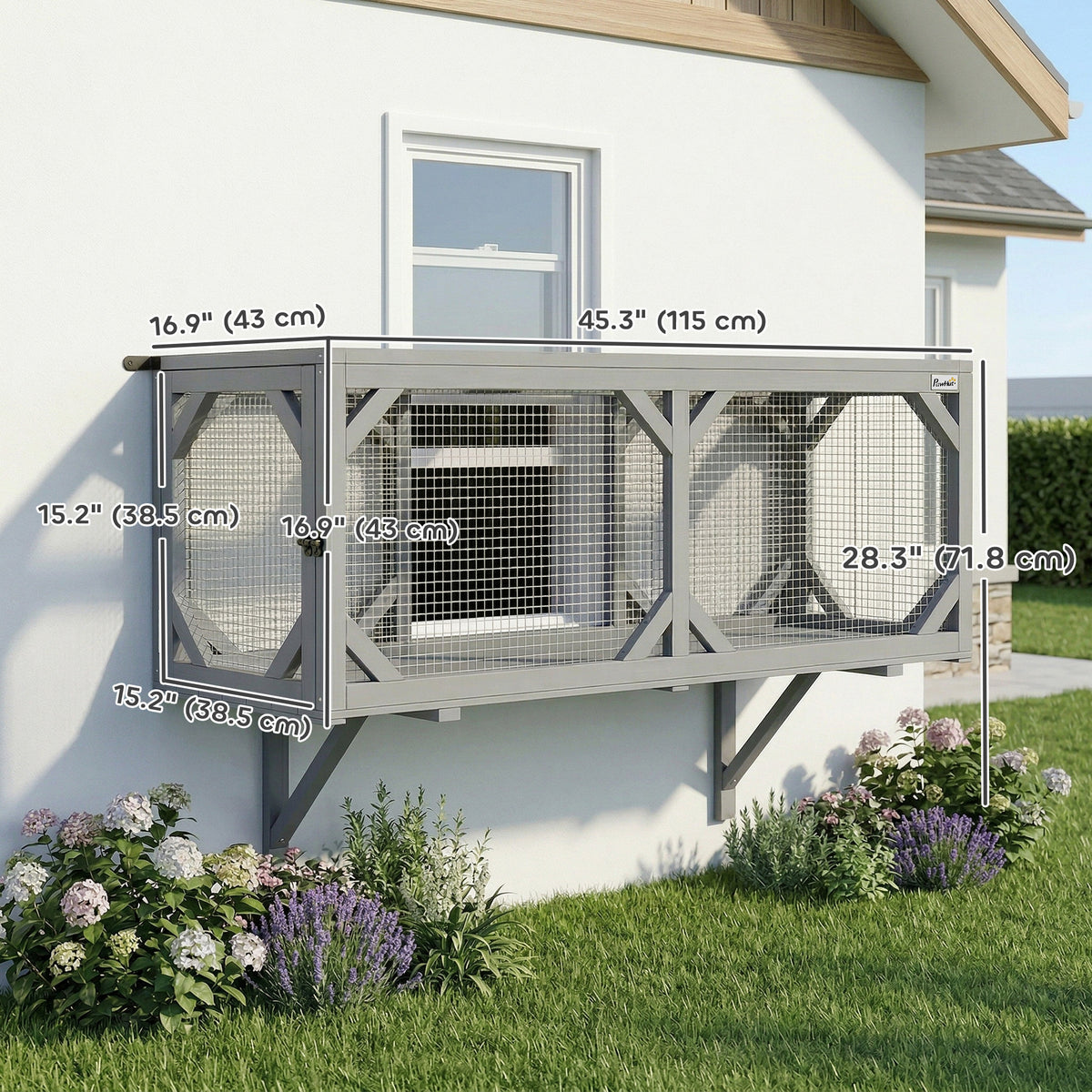 Cat Tunnel, Wooden Catio Outdoor Cat Enclosure with 2 Doors and Extendable Design, Wall-Mounted Pet Run