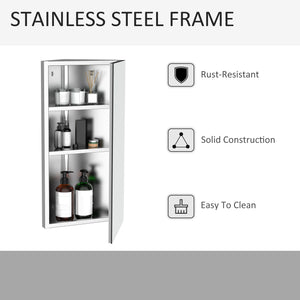 Wall mounted Bathroom Corner Mirror Storage Cabinet Stainless Steel with Single Door