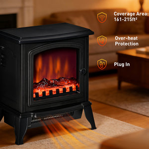 Electric Fireplace Heater, Freestanding Fireplace Stove with Realistic Flame Effect – view 5