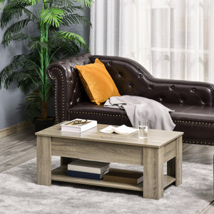 Lift Top Coffee Table with Hidden Storage Compartment and Open Shelf, Center Table for Living Room, Grey – view 6