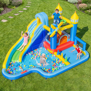 Windmill-themed Inflatable Water Slide Park with Jumping Area and Blower view 2
