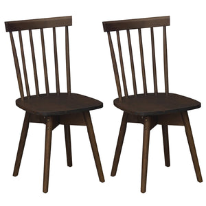 Windsor Dining Chairs Set of 2 Mid Century Rubber Wood Kitchen Chairs with Swivel Seat-Walnut