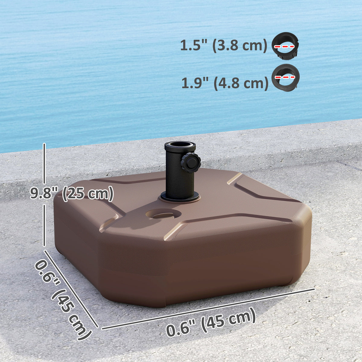 Square Patio Umbrella Base Holder, Outdoor Umbrella Stand, 17.7" L x 17.7" W x 9.8" H Brown