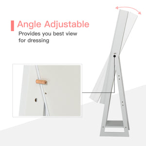 Jewellery Cabinet with Full-Length Mirror, Standing Jewelry Armoire with LED Light, White