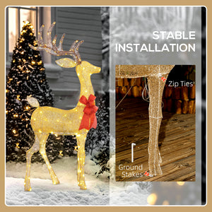 Light Up Reindeer Yard Decoration, Lighted Deer Christmas Decoration with LED Lights for Indoor, Outdoor, Lawn, Gold