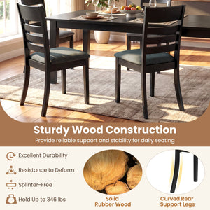 Wooden Dining Chairs Set of 4 Upholstered Kitchen Chairs with Rubber Wood Frame-Black view 7