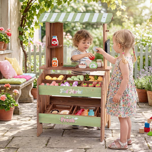 Wooden Grocery Store with Chalkboard and Accessories Montessori Toy for 3+ Kids view 6