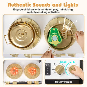 Wooden Kids Kitchen Playset with Realistic Lights and Sounds-Black view 8