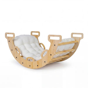 Wooden Rocking Climbing Arch with Cushion Montessori Kids Climber Rocker view 4