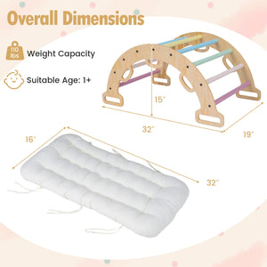 Wooden Rocking Climbing Arch with Cushion 3-in-1 Montessori Kids Climber Rocker-Macaron view 5
