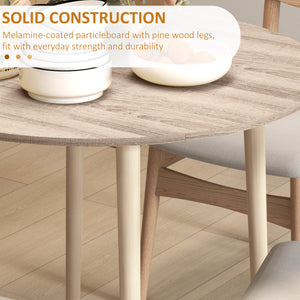 Folding Dining Table, Round Drop Leaf Kitchen Table for Small Spaces with Wood Legs, Oak – view 5