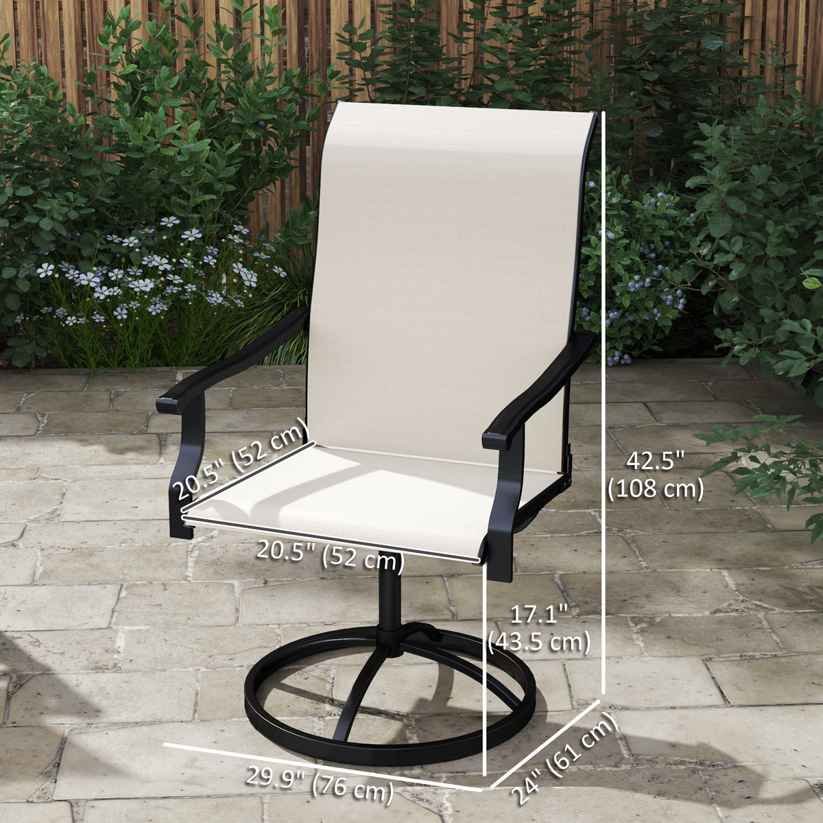 Outdoor Swivel Dining Chairs Set of 2, High Back Swivel Chairs with All Weather Mesh for Deck, Backyard – view 2