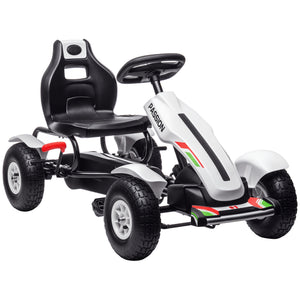 Aosom Pedal Go Kart for Kids, Pedal Car with Adjustable Bucket, Handbrake, 4 Rubber Wheels Powered Ride