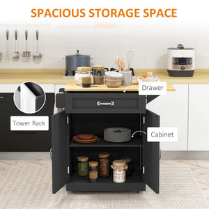 Foldable Kitchen Island with Storage Drawer, Farmhouse Rolling Utility Cart on Wheels with Drop-Leaf Wood – view 3