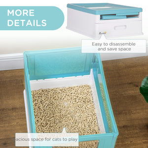 Top Entry Enclosed Kitty Litter Box with Scoop, Tray, Front Entry, Large Space, Foldable, Portable, Grey – view 13